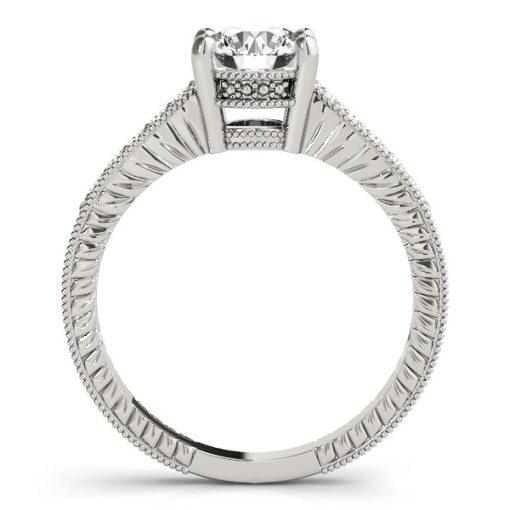 14k White Gold Round Antique Style Diamond Engagement Ring (1 1/8 cttw) - Image 2