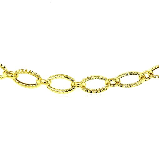 Textured Oval Link Bracelet in 14k Yellow Gold (8.60 mm) - Image 2