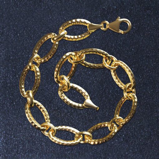 Textured Oval Link Bracelet in 14k Yellow Gold (8.60 mm) - Image 4