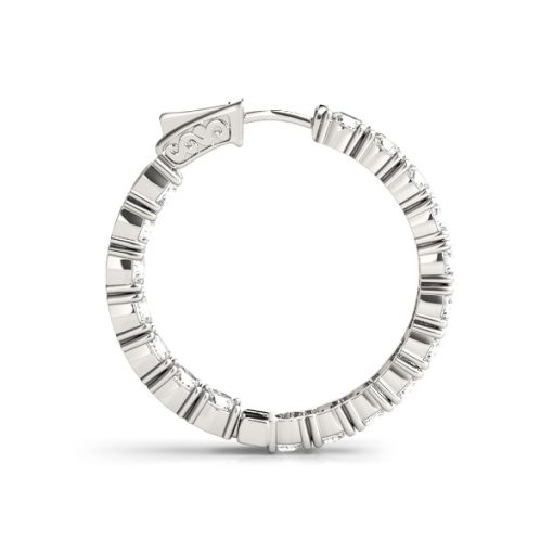 14k White Gold Two Sided Prong Set Diamond Hoop Earrings (3 1/2 cttw) - Image 2