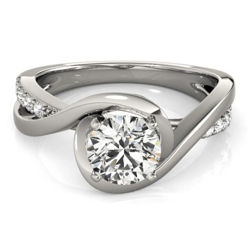 14k White Gold Split Band Round Bypass Diamond Engagement Ring (1 1/8 cttw) - Image 2