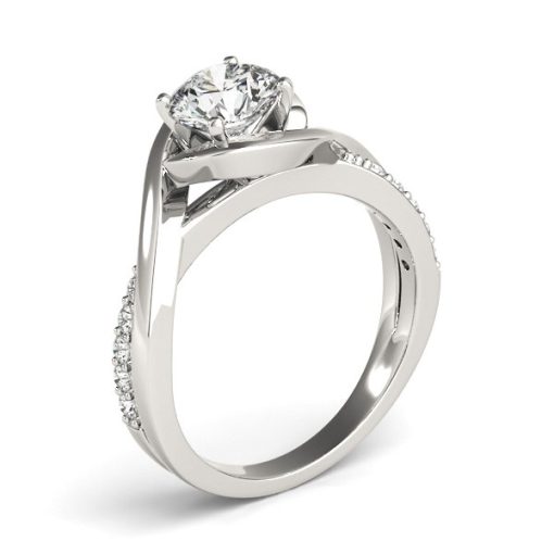 14k White Gold Split Band Round Bypass Diamond Engagement Ring (1 1/8 cttw) - Image 3