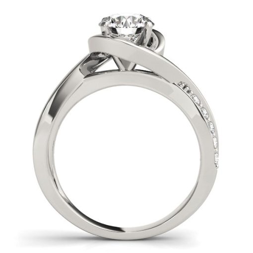 14k White Gold Split Band Round Bypass Diamond Engagement Ring (1 1/8 cttw) - Image 4