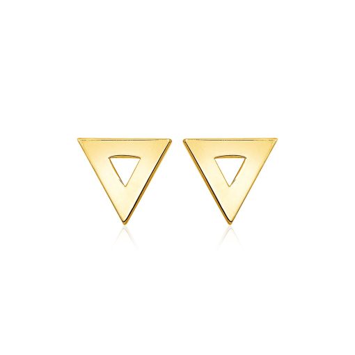 14k Yellow Gold Polished Open Triangle Post Earrings