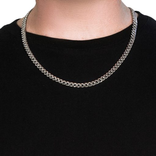 14K White Gold Miami Cuban Semi Solid Chain (7.00 mm) - Image 3