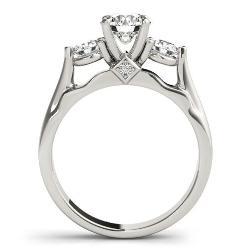 14k White Gold 3 Stone Prong Setting Diamond Engagement Ring (1 3/8 cttw) - Image 2