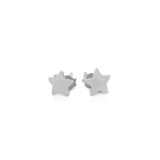 14k White Gold Post Earrings with Stars(6.5mm) - Image 2