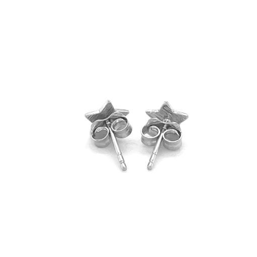 14k White Gold Post Earrings with Stars(6.5mm) - Image 3