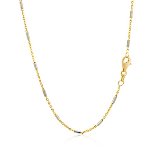 Bar Links Pendant Chain in 14k Two Tone Gold (1.40 mm) - Image 3