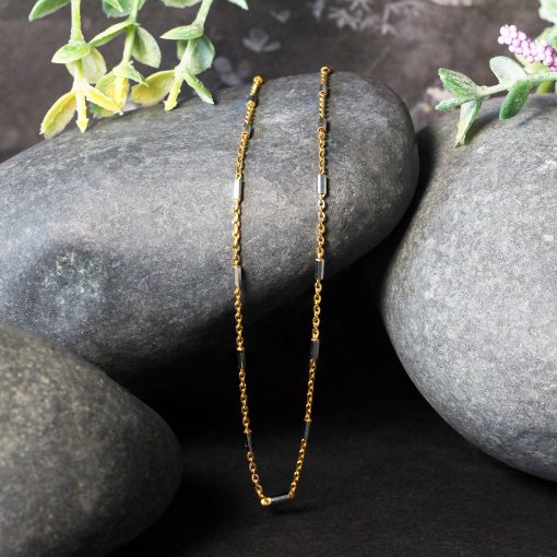 Bar Links Pendant Chain in 14k Two Tone Gold (1.40 mm) - Image 4