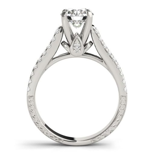 14k White Gold Round Diamond Engagement Ring with Pave Band (2 cttw) - Image 4