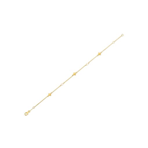 14k Yellow Gold Pearl Clover Bracelet