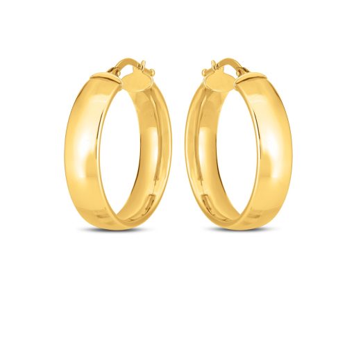 14k Yellow Gold Wedding Band Hoops (6x25mm) - Image 2