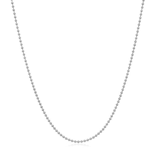 14k White Gold Bead Chain 1.0mm (1.00 mm) - Image 2