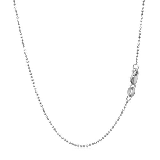 14k White Gold Bead Chain 1.0mm (1.00 mm) - Image 3