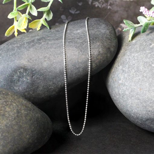 14k White Gold Bead Chain 1.0mm (1.00 mm) - Image 4