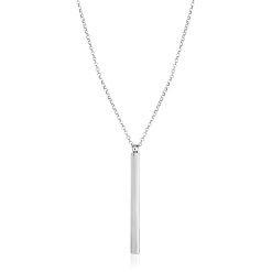 Sterling Silver 24 inch Necklace with Long Polished Bar Pendant