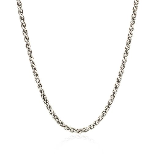 Sterling Silver Rhodium Plated Wheat Chain (2.60 mm) - Image 2