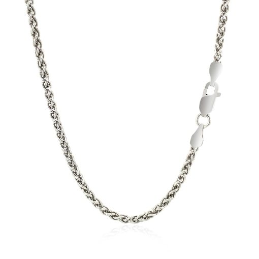 Sterling Silver Rhodium Plated Wheat Chain (2.60 mm) - Image 3