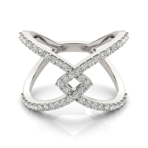14k White Gold Fancy Entwined Design Diamond Ring (1/2 cttw) - Image 2