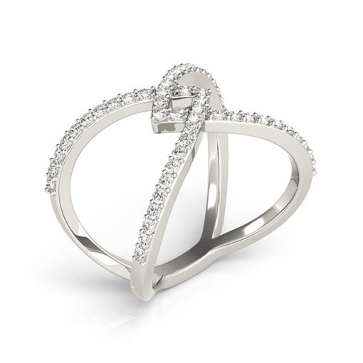 14k White Gold Fancy Entwined Design Diamond Ring (1/2 cttw) - Image 3