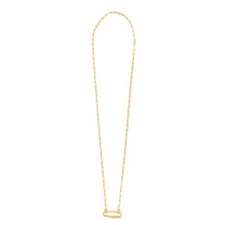 14k Yellow Gold Elongated Link Paperclip Necklace