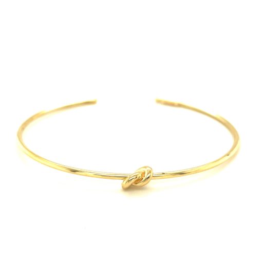 14k Yellow Gold Polished Cuff Bangle with Knot (5.50 mm) - Image 2