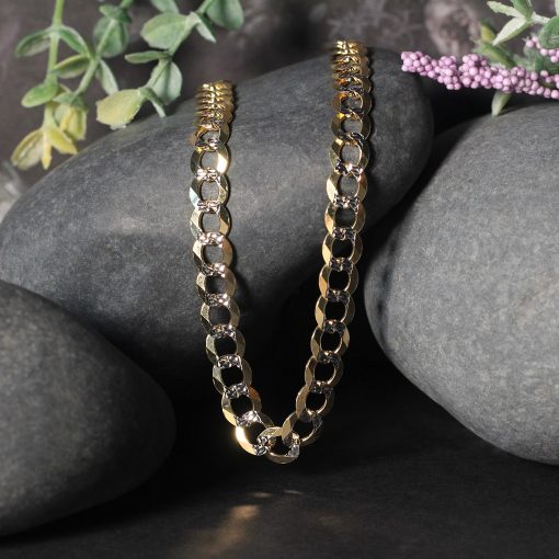 14k Two Tone Gold Pave Curb Chain (7.00 mm) - Image 3