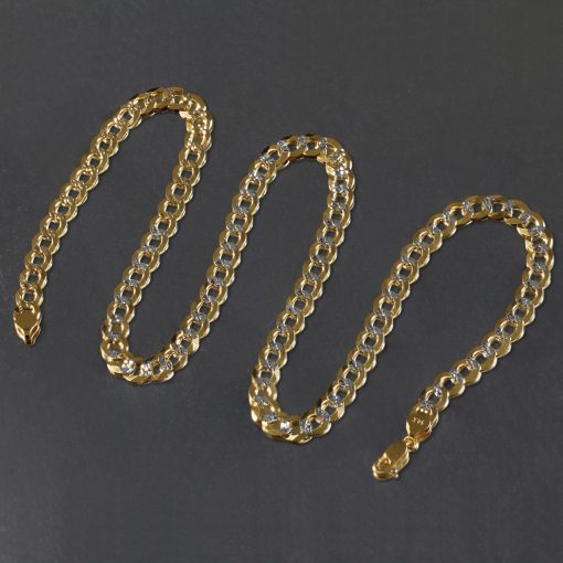 14k Two Tone Gold Pave Curb Chain (7.00 mm) - Image 4