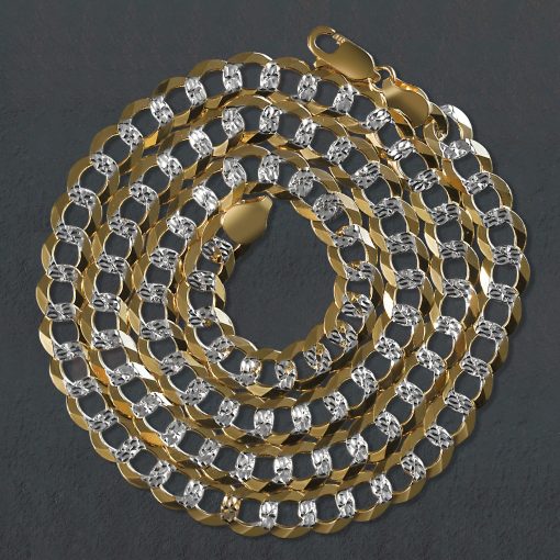 14k Two Tone Gold Pave Curb Chain (7.00 mm) - Image 5