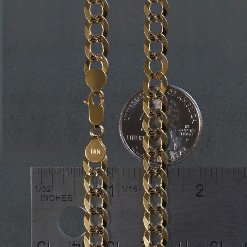 14k Two Tone Gold Pave Curb Chain (7.00 mm) - Image 6