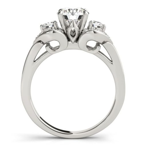 14k White Gold 3 Stone Diamond Engagement Antique Style Ring (1 3/8 cttw) - Image 2
