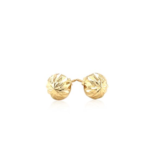 14k Yellow Gold Textured Flat Style Stud Earrings(6mm) - Image 2