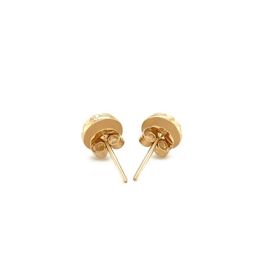 14k Yellow Gold Textured Flat Style Stud Earrings(6mm) - Image 3