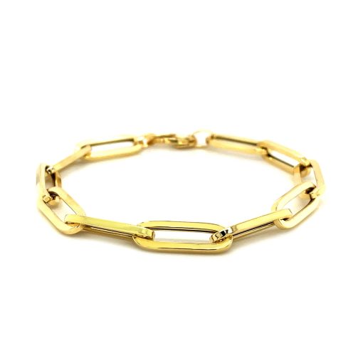 14K Yellow Gold Extra Wide Paperclip Chain Bracelet (6.10 mm) - Image 2