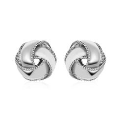 Textured and Polished Love Knot Earrings in Sterling Silver(13mm)