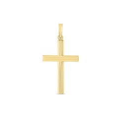 14k Yellow Gold High Polish Ribber Cross Pendant
