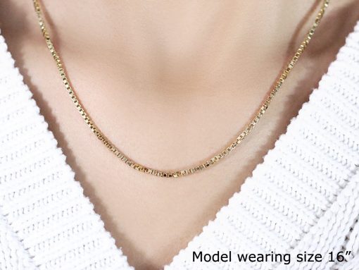 14k Yellow Gold Semi Solid Box Chain (1.80 mm) - Image 4