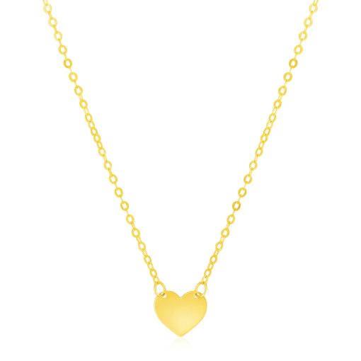 14k Yellow Gold Polished Mini Heart Necklace