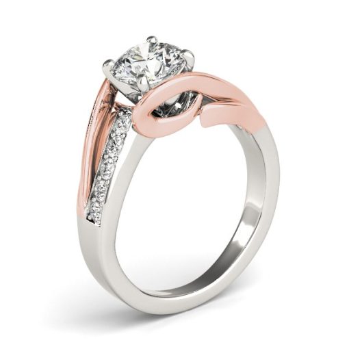 14k White And Rose Gold Bypass Shank Diamond Engagement Ring (1 1/8 cttw) - Image 2