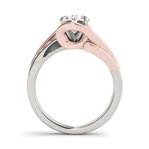 14k White And Rose Gold Bypass Shank Diamond Engagement Ring (1 1/8 cttw) - Image 3