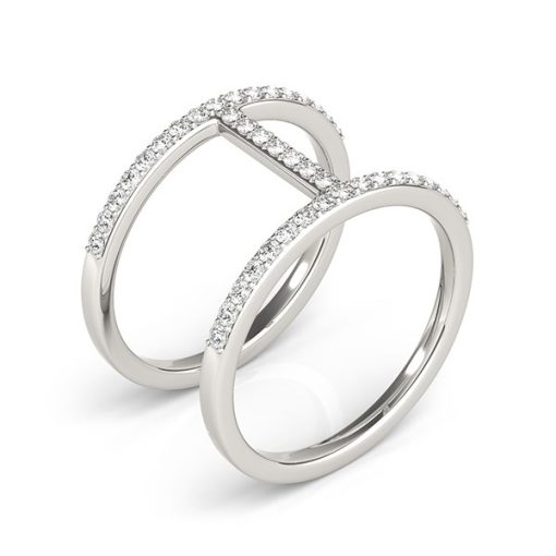 14k White Gold Dual Band Bridge Style Diamond Ring (3/8 cttw) - Image 3