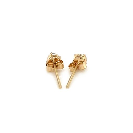 14k Yellow Gold Stud Earrings with White Hue Faceted Cubic Zirconia(3mm) - Image 3