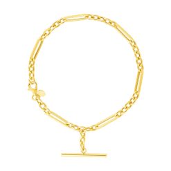 14k Yellow Gold 7 1/5 inch Alternating Oval and Round Chain Bracelet with Toggle