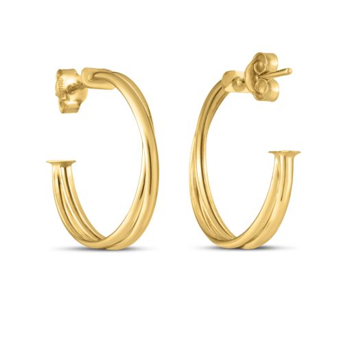 14k Yellow Gold Large Crossover Hoops - Image 2