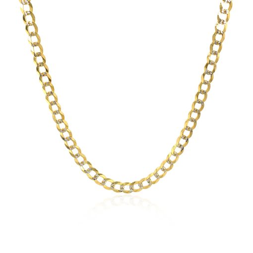 14k Two Tone Gold Pave Curb Chain (3.20 mm) - Image 2