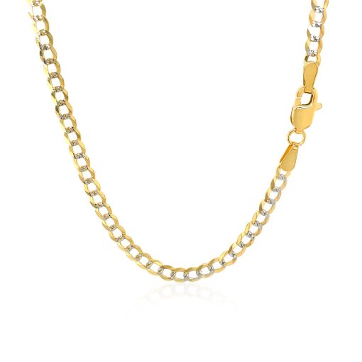 14k Two Tone Gold Pave Curb Chain (3.20 mm) - Image 3