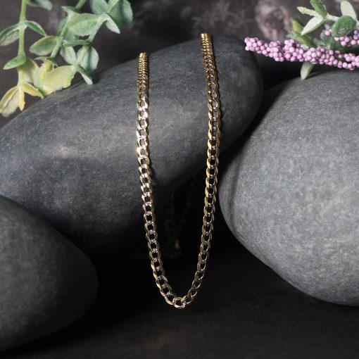 14k Two Tone Gold Pave Curb Chain (3.20 mm) - Image 5