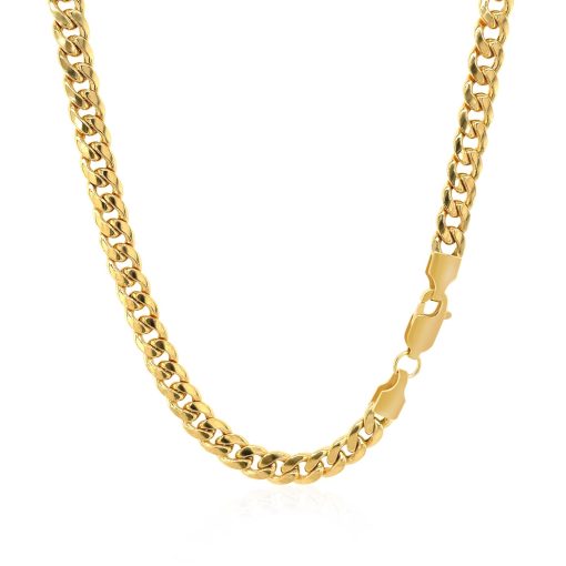 14k Yellow Gold Miami Cuban Semi Solid Chain (4.50 mm) - Image 3