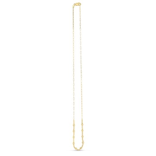 14k Yellow Gold Bead Paperclip Necklace - Image 2